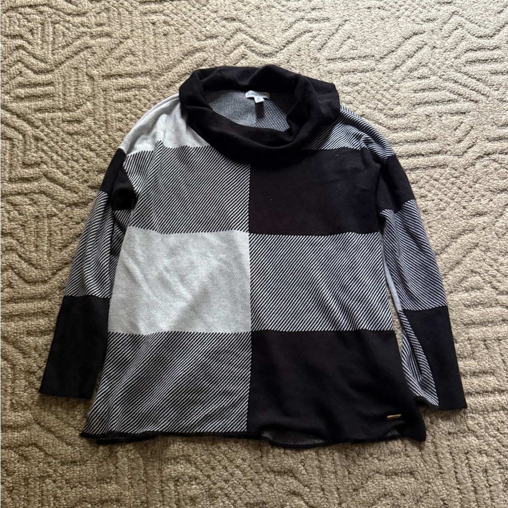 Calvin Klein Charcoal and Light Gray Knit Sweater